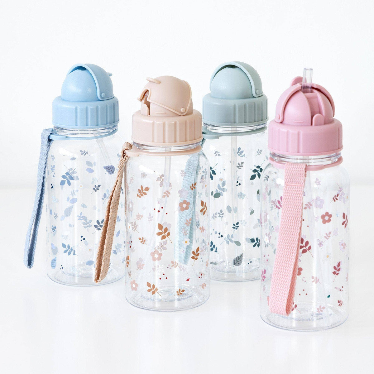 Bouteille en plastique Tritan avec motifs feuilles de sauge