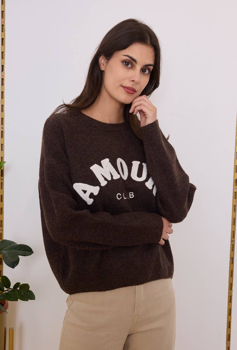 Pull maille inscription AMOUR CLUB