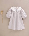 Robe grise à motifs multicolores pour fille avec manches bouffantes