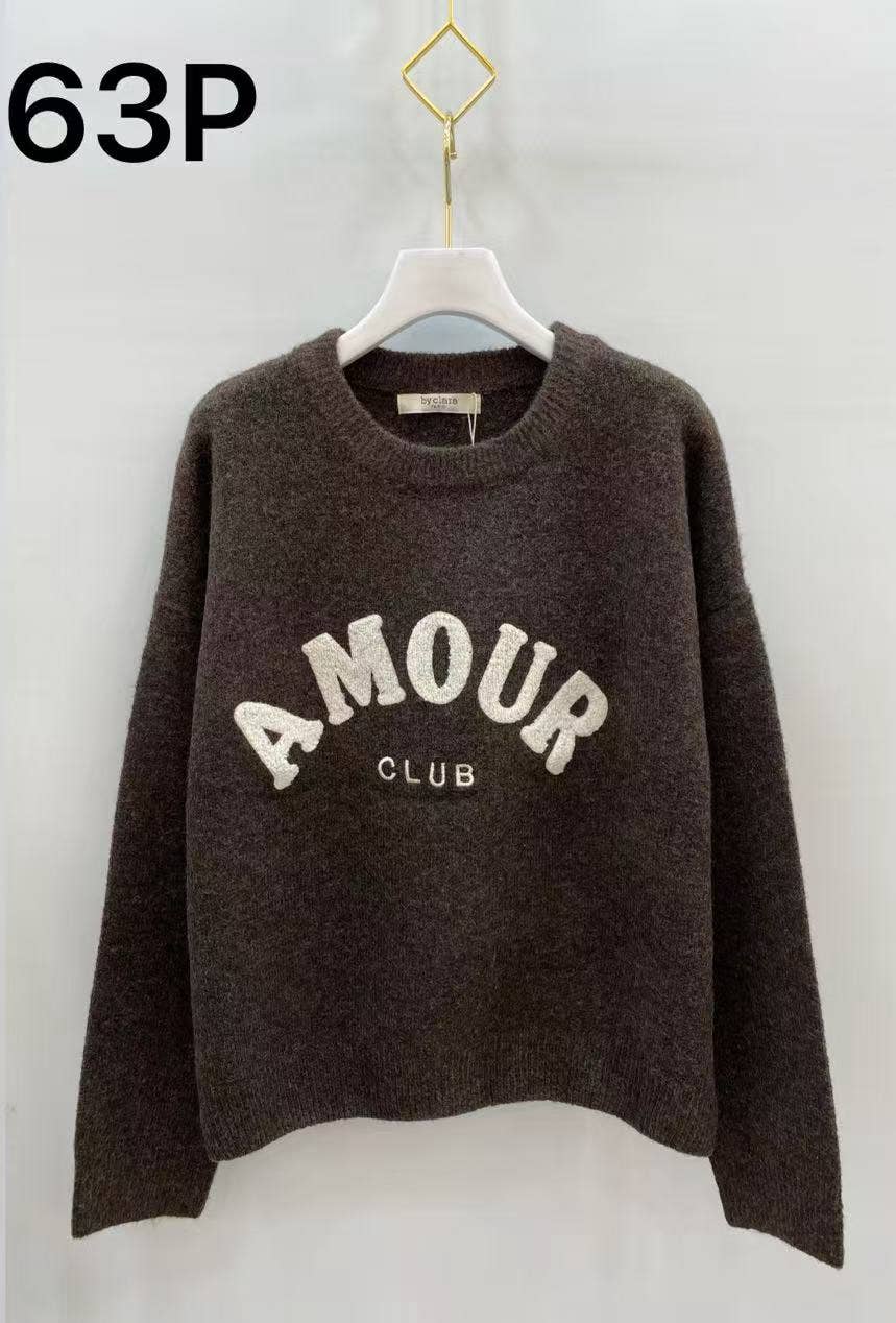 Pull maille inscription AMOUR CLUB