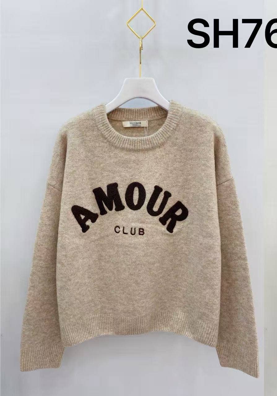 Pull maille inscription AMOUR CLUB