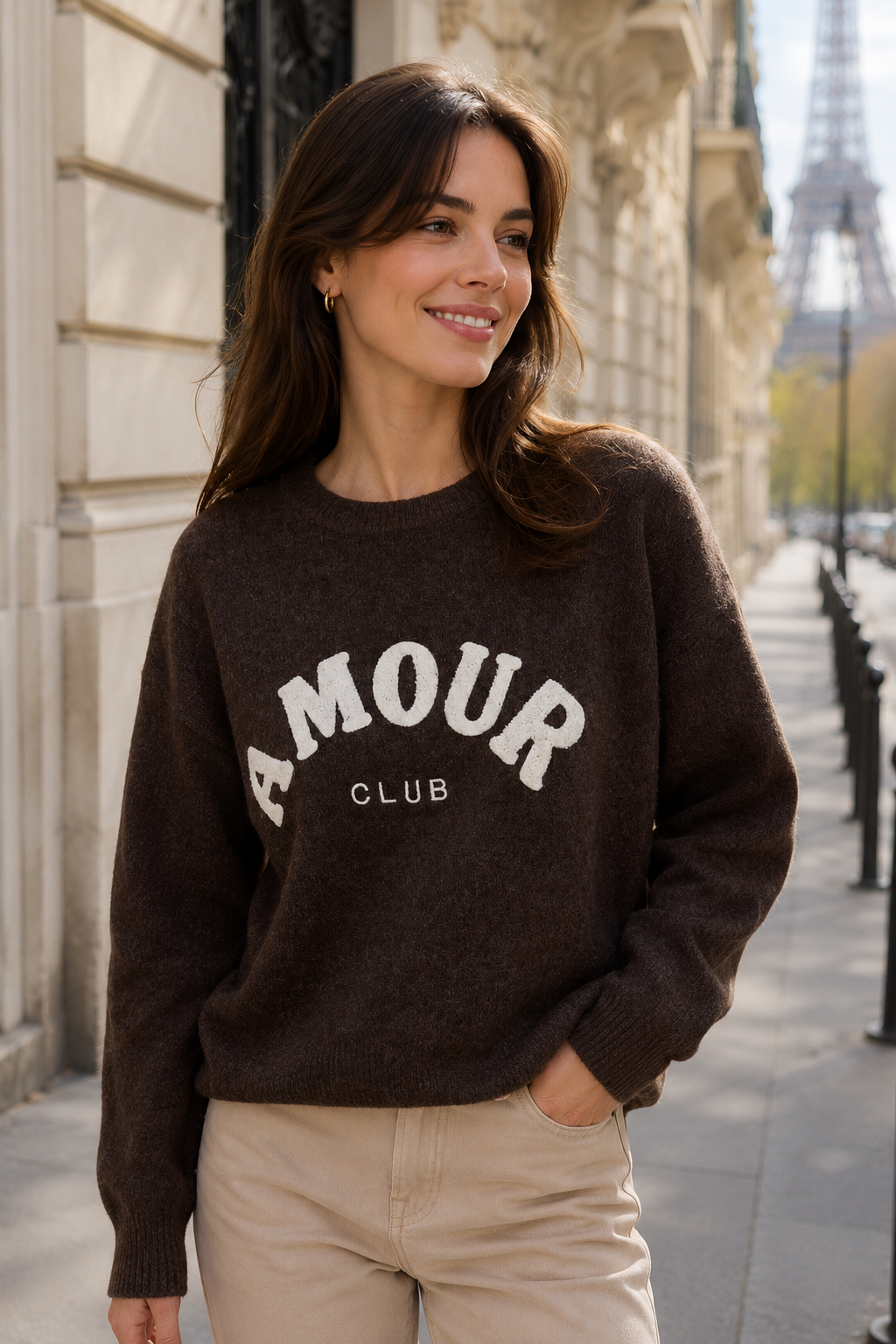 Pull maille inscription AMOUR CLUB