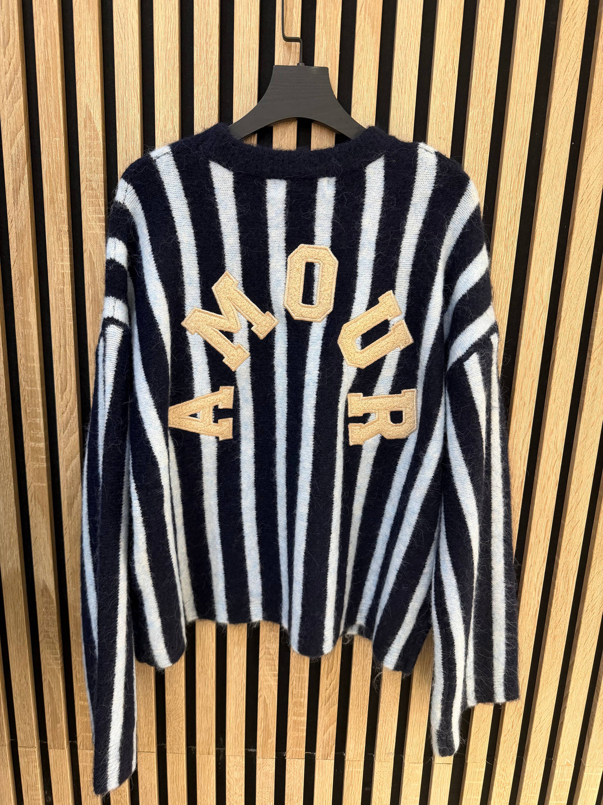 Pull maille rayé à message