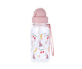 Bouteille en plastique motifs fruits avec paille pliable