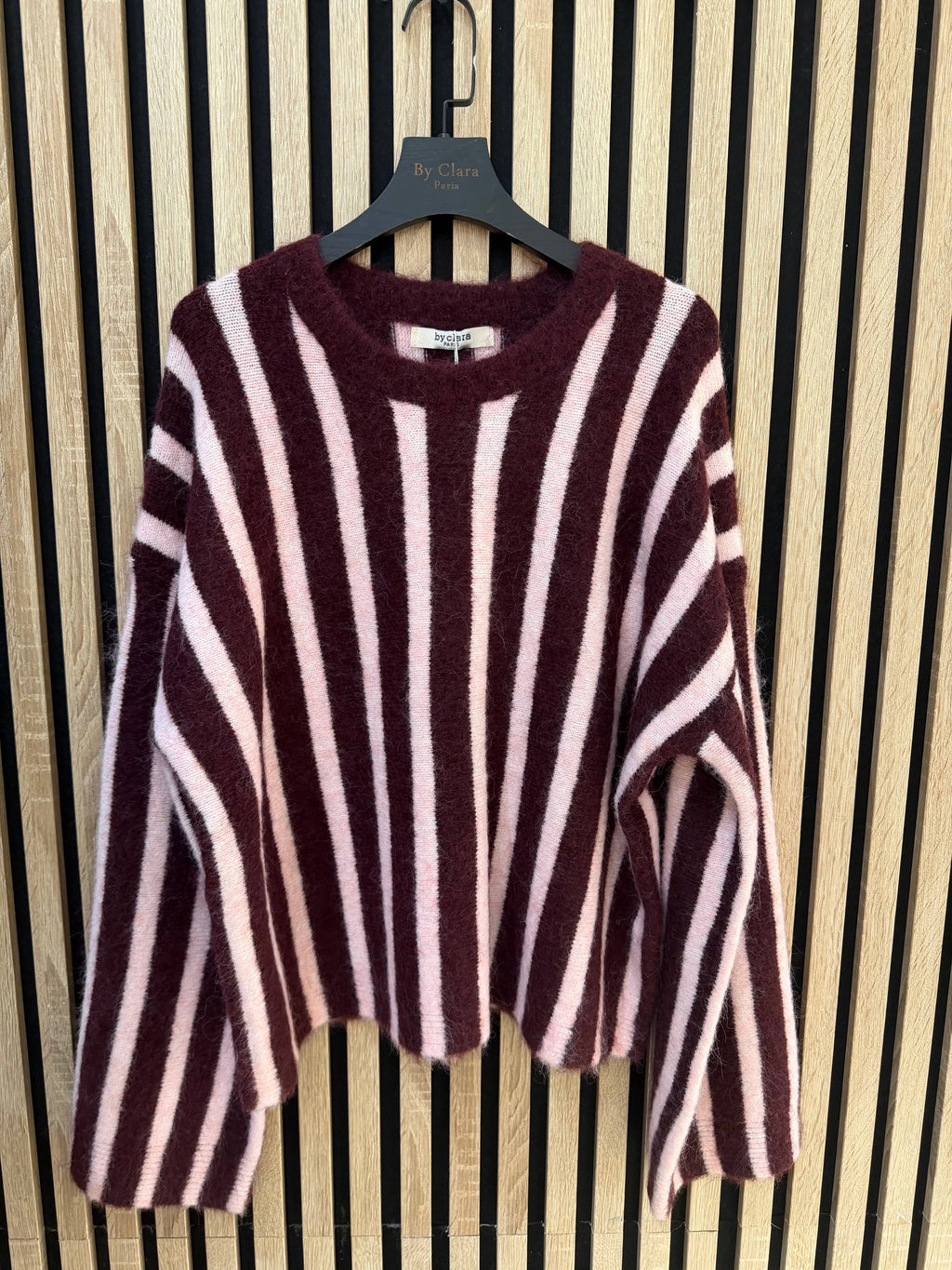 Pull maille rayé à message
