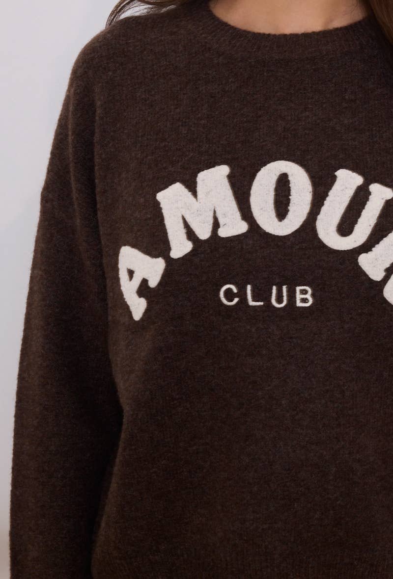 Pull maille inscription AMOUR CLUB